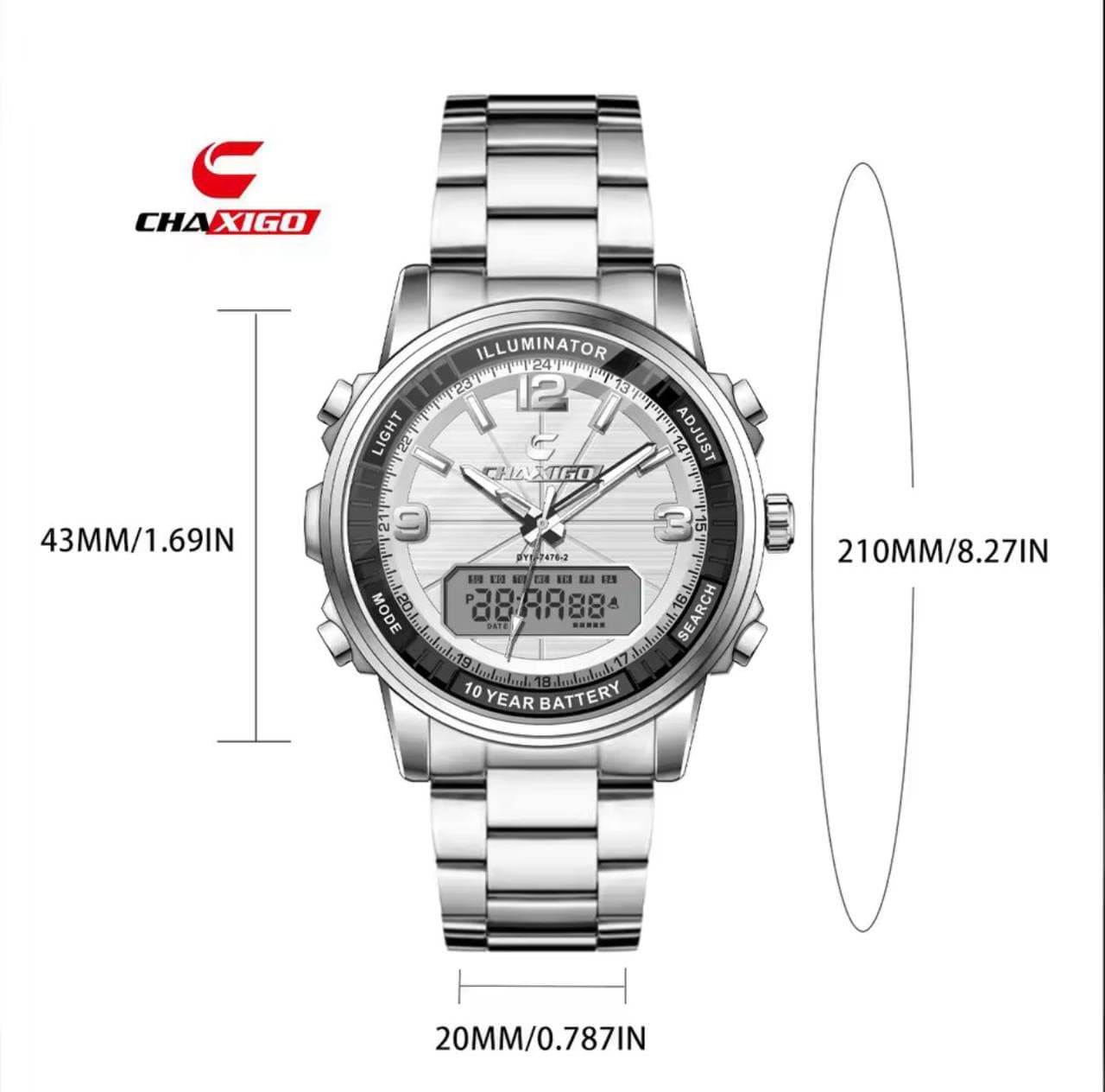 Chaxigo Dual Time Watch #7476 thumbnail 3