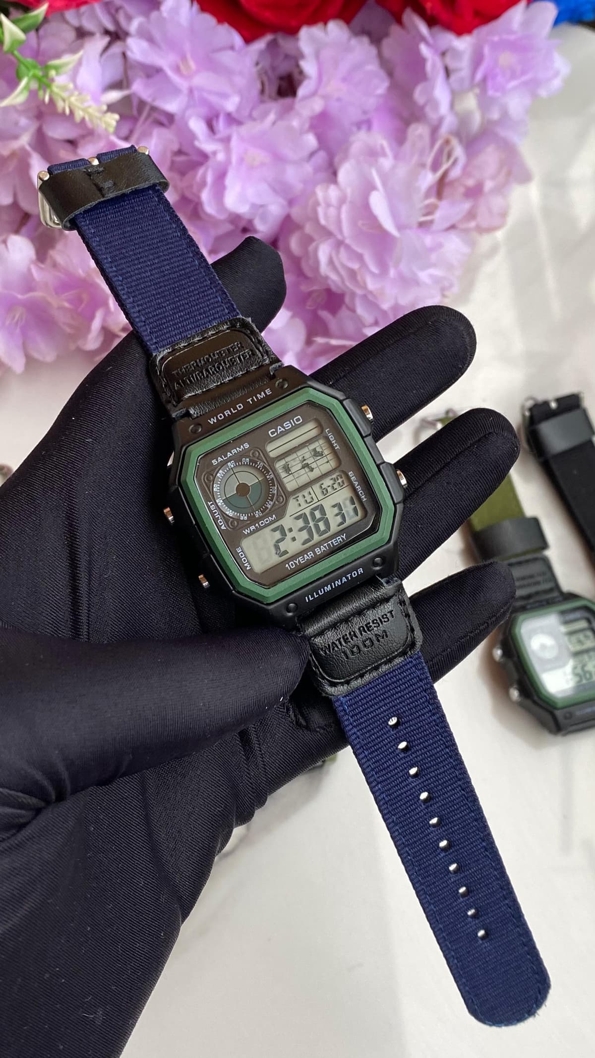 Casio World Time Digital Watch with Converse Strap
