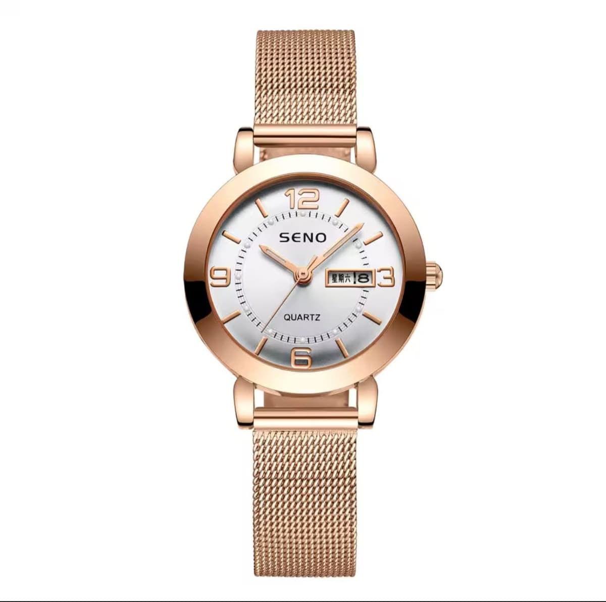 SENO S027 Elegant Ladies Day-Date Quartz Watch